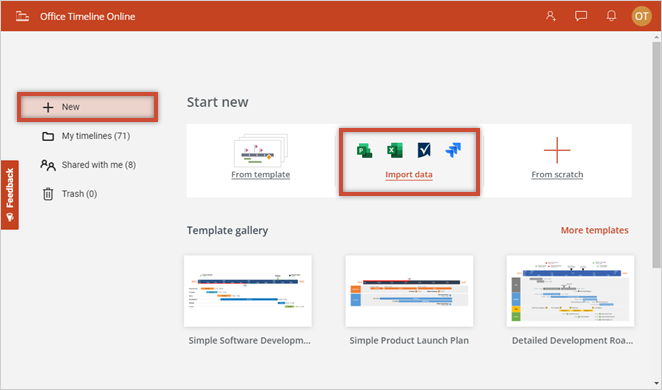 import-data-office-timeline-online