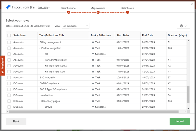 select-rows-step-jira-import-office-timeline-online