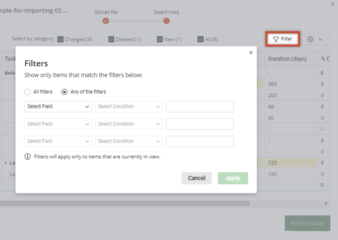 filter-window-refresh-data-office-timeline-online