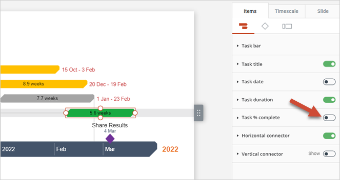 How to hide or unhide timeline elements