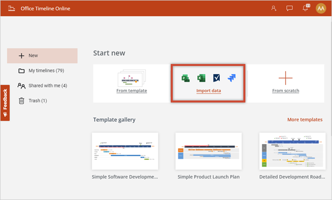 import-data-office-timeline-online